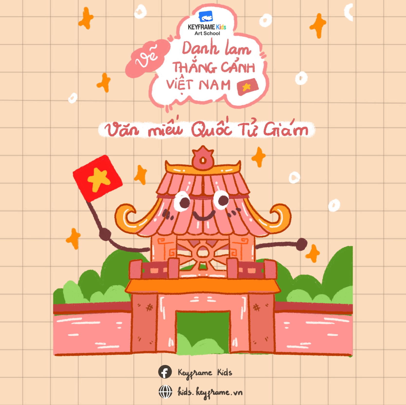 Hướng dẫn bé vẽ Văn miếu Quốc Tử Giám | Danh lam thắng cảnh Việt Nam | Keyframe Kids