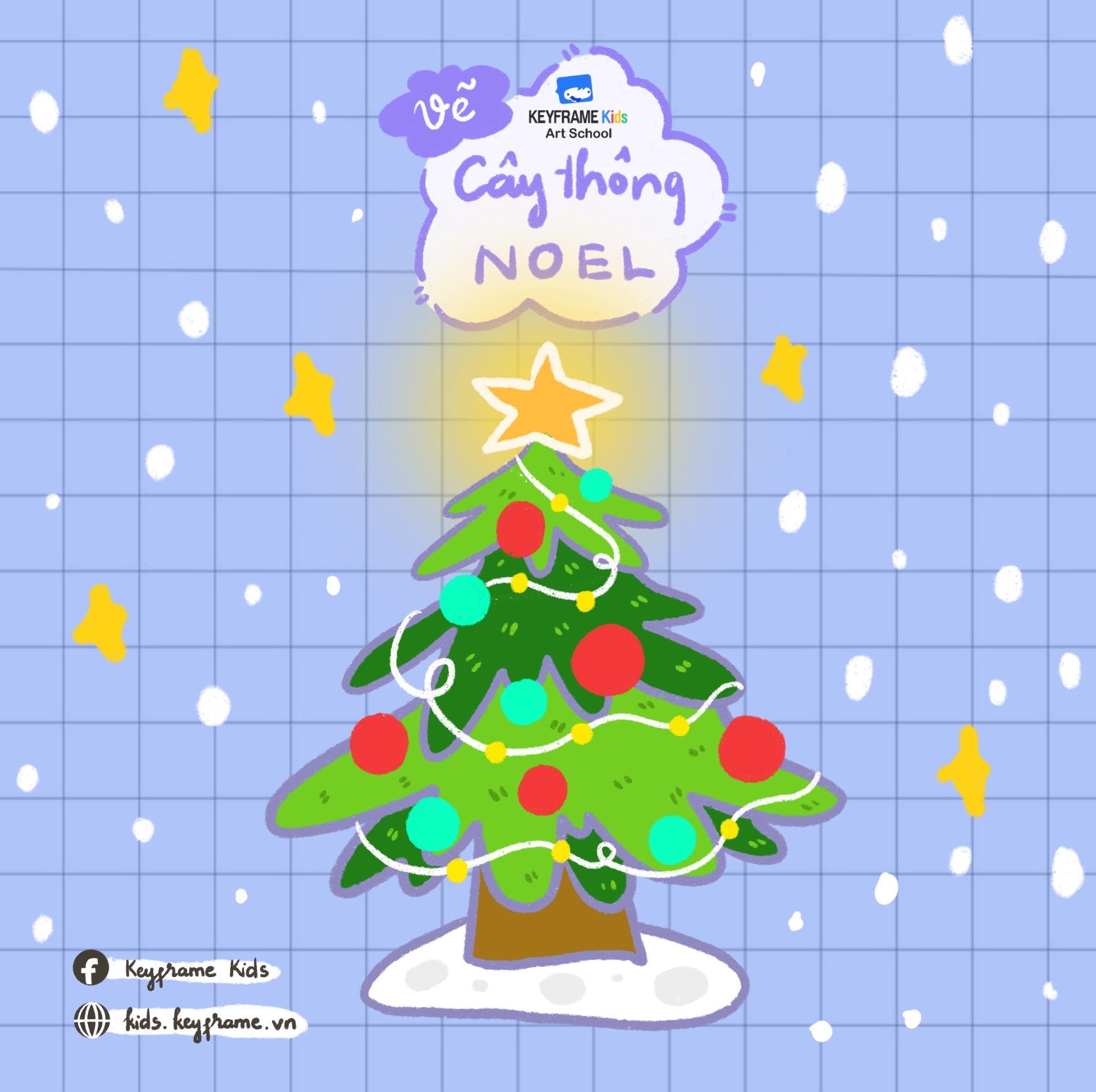 Hướng dẫn vẽ cây thông Noel | Giáng sinh vui vẻ cùng bé | Keyframe Kids