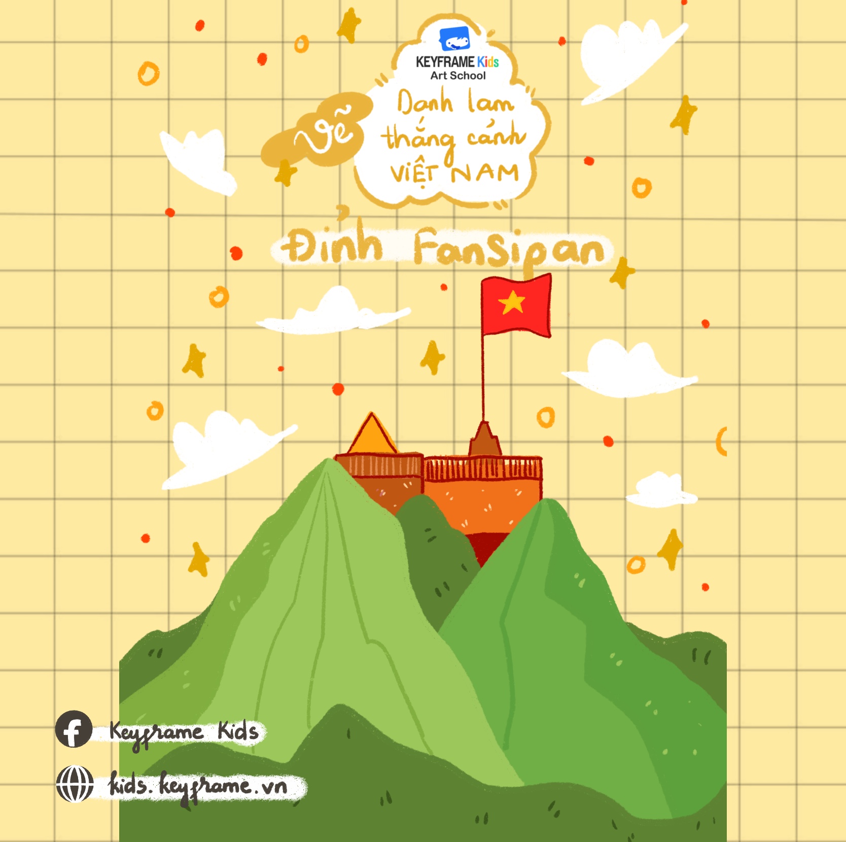 Hướng dẫn vẽ đỉnh Fansipan | Danh lam thắng cảnh Việt Nam | Keyframe Kids