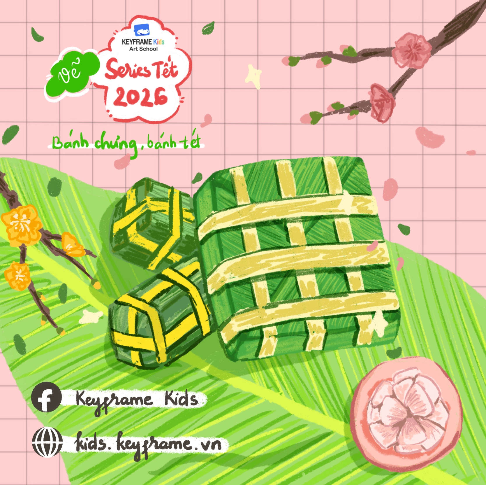 Hướng dẫn bé vẽ bánh chưng bánh tét chào năm mới | Tết 2026 | Keyframe Kids